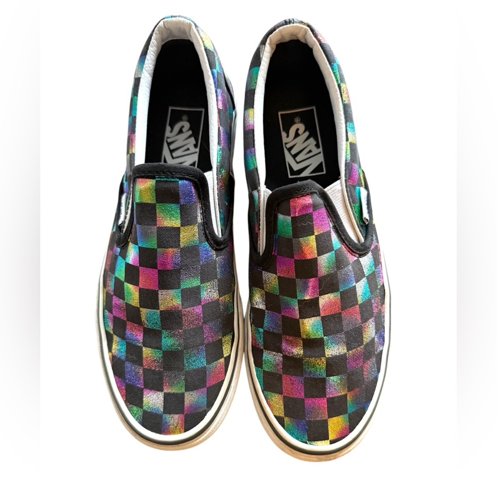 Vans Metallic Irridescent Checkered Slip On Sneakers